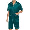imageSWOMOG Mens Silk Pajama Set 2 Pieces Short Sleeve Soft Satin Sleepwear Button Down PjGreen