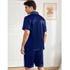 imageSWOMOG Mens Silk Pajama Set 2 Pieces Short Sleeve Soft Satin Sleepwear Button Down PjNavy Blue