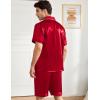 imageSWOMOG Mens Silk Pajama Set 2 Pieces Short Sleeve Soft Satin Sleepwear Button Down PjRed