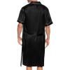 imageSWOMOG Mens Silk Satin Robe with Shorts Set 2PCS Short Sleeve Kimono Bathrobe Soft Sleepwear Pjs Sets with Pockets
