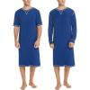 imageSWOMOG Mens 2 Pack Nightshirt Comfy Big ampamp Tall Henley Sleep Shirt Soft Loose Pajama Short ampamp Long Sleeve Nightgown SXXL Navy Medium