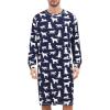 imageSWOMOG Mens Nightgown Long Sleeve Lounge Sleep Henley Shirt Pajama Big ampamp Tall Nightshirt Comfy Nightwear SXXLNavy Blue Dogs