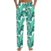 imageSWOMOG Mens Satin Silk Pajama Pant Long Pj Bottoms Soft Lounge Sleep Pants with PocketsA White Leaves