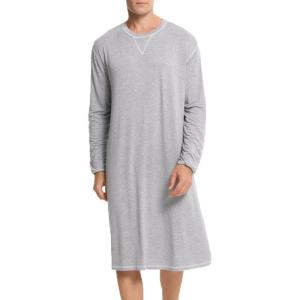 imageSWOMOG Mens Nightgown Long Sleeve Lounge Sleep Henley Shirt Pajama Big ampamp Tall Nightshirt Comfy Nightwear SXXLGery