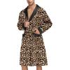 imageSWOMOG Mens Satin Robe with Shorts Set Silky Kimono Bathrobe Lightweight Soft SleepwearLeopard