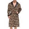 imageSWOMOG Mens Satin Robe with Shorts Set Silky Kimono Bathrobe Lightweight Soft SleepwearLeopard