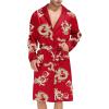 imageSWOMOG Mens Satin Robe with Shorts Set Silky Kimono Bathrobe Lightweight Soft SleepwearRed Dragon