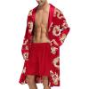 imageSWOMOG Mens Satin Robe with Shorts Set Silky Kimono Bathrobe Lightweight Soft SleepwearRed Dragon