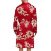imageSWOMOG Mens Satin Robe with Shorts Set Silky Kimono Bathrobe Lightweight Soft SleepwearRed Dragon
