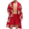 imageSWOMOG Mens Satin Robe with Shorts Set Silky Kimono Bathrobe Lightweight Soft SleepwearRed Dragon