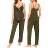 imageSWOMOG Maternity Nursing Robe Set 3 Piece Breastfeeding Pajamas 3 in 1 Labor Delivery Sleevless TopsampampLong Pants Pregnancy PjsArmy Green