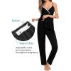 imageSWOMOG Maternity Nursing Robe Set 3 Piece Breastfeeding Pajamas 3 in 1 Labor Delivery Sleevless TopsampampLong Pants Pregnancy PjsBlack