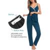 imageSWOMOG Maternity Nursing Robe Set 3 Piece Breastfeeding Pajamas 3 in 1 Labor Delivery Sleevless TopsampampLong Pants Pregnancy PjsBlue Green