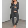 imageSWOMOG Maternity Nursing Robe Set 3 Piece Breastfeeding Pajamas 3 in 1 Labor Delivery Sleevless TopsampampLong Pants Pregnancy PjsDeep Grey