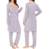 imageSWOMOG Maternity Nursing Robe Set 3 Piece Breastfeeding Pajamas 3 in 1 Labor Delivery Sleevless TopsampampLong Pants Pregnancy PjsLilac