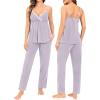 imageSWOMOG Maternity Nursing Robe Set 3 Piece Breastfeeding Pajamas 3 in 1 Labor Delivery Sleevless TopsampampLong Pants Pregnancy PjsLilac