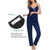 imageSWOMOG Maternity Nursing Robe Set 3 Piece Breastfeeding Pajamas 3 in 1 Labor Delivery Sleevless TopsampampLong Pants Pregnancy PjsNavy Blue