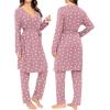 imageSWOMOG Maternity Nursing Robe Set 3 Piece Breastfeeding Pajamas 3 in 1 Labor Delivery Sleevless TopsampampLong Pants Pregnancy PjsTaro Purple Heart