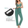 imageSWOMOG Maternity Nursing Robe Set 3 Piece Breastfeeding Pajamas 3 in 1 Labor Delivery Sleevless TopsampampLong Pants Pregnancy PjsTeal Green