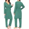 imageSWOMOG Maternity Nursing Robe Set 3 Piece Breastfeeding Pajamas 3 in 1 Labor Delivery Sleevless TopsampampLong Pants Pregnancy PjsTeal Green