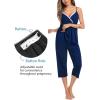 imageSWOMOG Maternity Nursing Robe Set 3 Piece Breastfeeding Pajamas 3 in 1 Labor Delivery Sleevless TopsampampLong Pants Pregnancy PjsZ Capriberry Blue