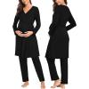 imageSWOMOG Maternity Nursing Robe Set 3 Piece Postpartum Breastfeeding Pajamas 3 in 1 Hospital Labor Delivery Pregnancy PjsBlackpants