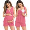 imageSWOMOG Maternity Nursing Robe Set 3 Piece Postpartum Breastfeeding Pajamas 3 in 1 Hospital Labor Delivery Pregnancy PjsCoralshorts