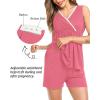 imageSWOMOG Maternity Nursing Robe Set 3 Piece Postpartum Breastfeeding Pajamas 3 in 1 Hospital Labor Delivery Pregnancy PjsCoralshorts