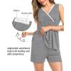 imageSWOMOG Maternity Nursing Robe Set 3 Piece Postpartum Breastfeeding Pajamas 3 in 1 Hospital Labor Delivery Pregnancy PjsGreyshorts