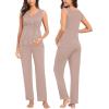 imageSWOMOG Maternity Nursing Robe Set 3 Piece Postpartum Breastfeeding Pajamas 3 in 1 Hospital Labor Delivery Pregnancy PjsLight Brownpants