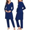imageSWOMOG Maternity Nursing Robe Set 3 Piece Postpartum Breastfeeding Pajamas 3 in 1 Hospital Labor Delivery Pregnancy PjsNavy Bluepants