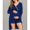 imageSWOMOG Maternity Nursing Robe Set 3 Piece Postpartum Breastfeeding Pajamas 3 in 1 Hospital Labor Delivery Pregnancy PjsNavy Blueshorts