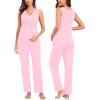 imageSWOMOG Maternity Nursing Robe Set 3 Piece Postpartum Breastfeeding Pajamas 3 in 1 Hospital Labor Delivery Pregnancy PjsPinkpants