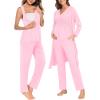 imageSWOMOG Maternity Nursing Robe Set 3 Piece Postpartum Breastfeeding Pajamas 3 in 1 Hospital Labor Delivery Pregnancy PjsPinkpants