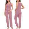 imageSWOMOG Maternity Nursing Robe Set 3 Piece Postpartum Breastfeeding Pajamas 3 in 1 Hospital Labor Delivery Pregnancy PjsTaro Purplepants