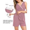 imageSWOMOG Maternity Nursing Robe Set 3 Piece Postpartum Breastfeeding Pajamas 3 in 1 Hospital Labor Delivery Pregnancy PjsTaro Purpleshorts
