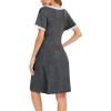 imageSWOMOG Women 3 in 1 DeliveryLaborNursing Nightgown Short Sleeve Pleated Maternity Sleepwear for BreastfeedingShort Sleeve Deep Grey