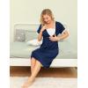 imageSWOMOG Women 3 in 1 DeliveryLaborNursing Nightgown Short Sleeve Pleated Maternity Sleepwear for BreastfeedingShort Sleeve Navy Blue