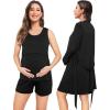 imageSWOMOG Women Maternity Nursing Robe Set Postpartum Pajamas 3 PCS Breastfeeding Labor Delivery Pregnancy Hospital PjsBlack