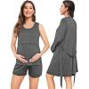imageSWOMOG Women Maternity Nursing Robe Set Postpartum Pajamas 3 PCS Breastfeeding Labor Delivery Pregnancy Hospital PjsDeep Grey