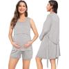 imageSWOMOG Women Maternity Nursing Robe Set Postpartum Pajamas 3 PCS Breastfeeding Labor Delivery Pregnancy Hospital PjsGrey