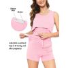imageSWOMOG Women Maternity Nursing Robe Set Postpartum Pajamas 3 PCS Breastfeeding Labor Delivery Pregnancy Hospital PjsPink