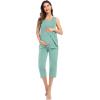 imageSWOMOG Women Maternity Pajama Set Nursing Pjs Double Layer Sleeveless Top Capri Pregnancy Set Breastfeeding Pjs with PocketsAqua Green