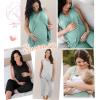 imageSWOMOG Women Maternity Pajama Set Nursing Pjs Double Layer Sleeveless Top Capri Pregnancy Set Breastfeeding Pjs with PocketsAqua Green