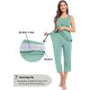 imageSWOMOG Women Maternity Pajama Set Nursing Pjs Double Layer Sleeveless Top Capri Pregnancy Set Breastfeeding Pjs with PocketsAqua Green