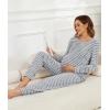 imageSWOMOG Women Maternity ampamp Nursing Thermal Underwear Set Postpartum Pajamas Breastfeeding Long Sleeve Base Layer Pregnant PjsGrey Stripe