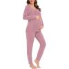 imageSWOMOG Women Maternity ampamp Nursing Thermal Underwear Set Postpartum Pajamas Breastfeeding Long Sleeve Base Layer Pregnant PjsTaro Puple