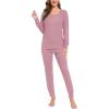 imageSWOMOG Women Maternity ampamp Nursing Thermal Underwear Set Postpartum Pajamas Breastfeeding Long Sleeve Base Layer Pregnant PjsTaro Puple