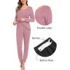 imageSWOMOG Women Maternity ampamp Nursing Thermal Underwear Set Postpartum Pajamas Breastfeeding Long Sleeve Base Layer Pregnant PjsTaro Puple