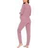 imageSWOMOG Women Maternity ampamp Nursing Thermal Underwear Set Postpartum Pajamas Breastfeeding Long Sleeve Base Layer Pregnant PjsTaro Puple